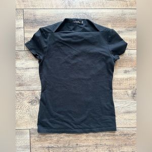 Kate Spade Saturday boat neck Brooke street black short sleeve top. Size XS.